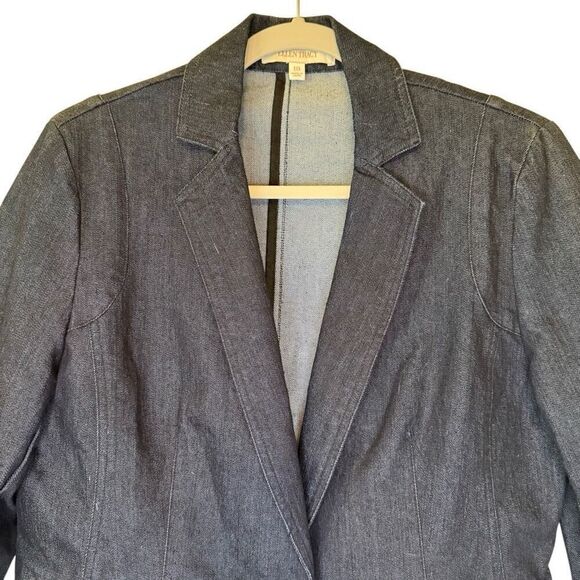 Ellen Tracy Dark Wash Denim Jacket Sz 10 Career, Preppy, Dark Academia - Picture 4 of 13